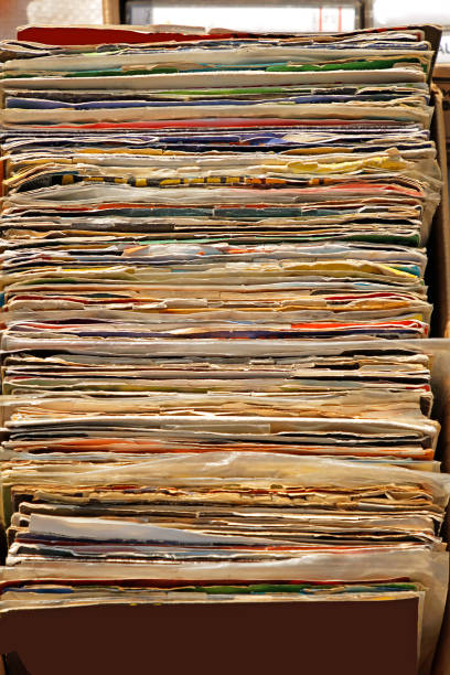 istock Old retro LP records on market 1332751847