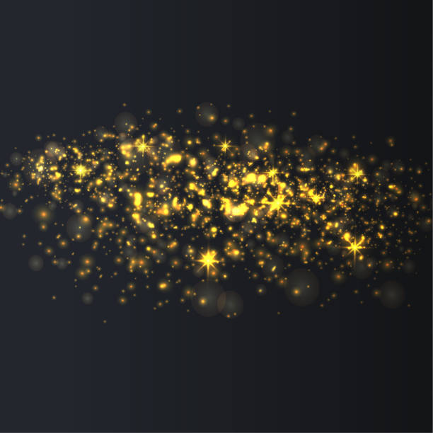 istock Yellow sparks, golden dust shine special light. 1332755780