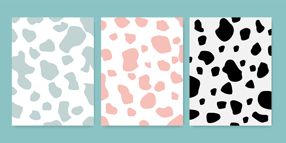 Set Of Cute Cow Pattern Cover Design Stock Illustration - Download