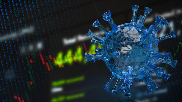 istock virus and  chart for business  in outbreak concept  3d rendering 1332778917