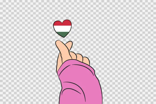 Vector illustration of Mini heart sign with Hungary flag heart shape isolated on white or transparent  background, Symbols of Hungary,template for banner,card,advertising,vector,top gold medal winner sport country