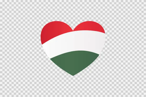 Vector illustration of Hungary flag in heart shape isolated  on white or transparent  background,Symbols of Hungary, template for banner,card,advertising ,promote,vector, top gold medal sport winner country