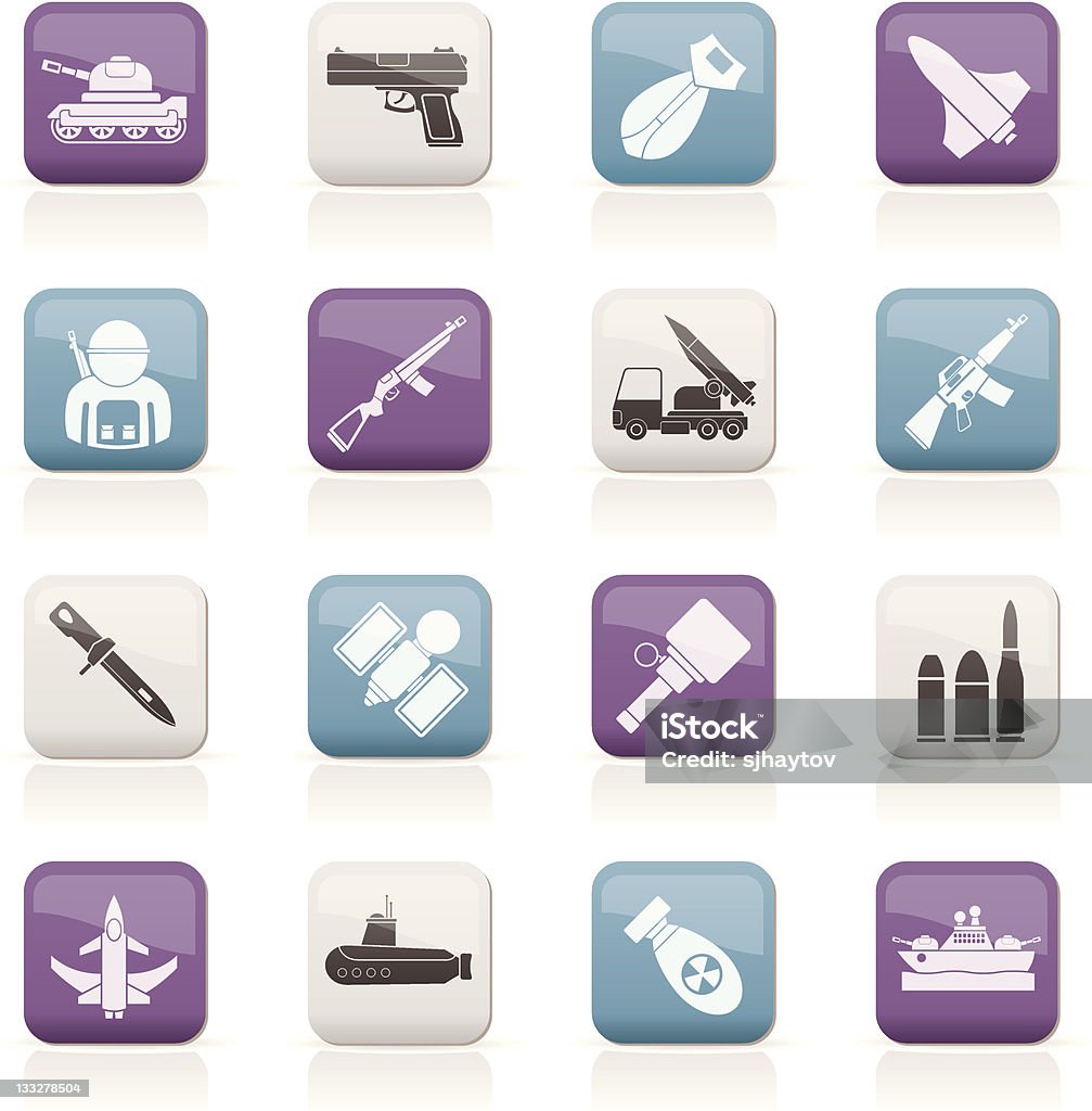 Exército, armas e braços ícones - Vetor de Arma Nuclear royalty-free
