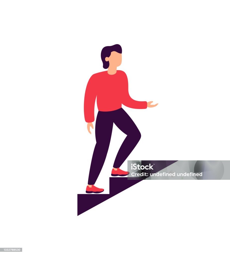 Người Đàn Ông Leo Cầu Thang Thiết Kế Phẳng Đơn Giản Bước Lên Minh ...