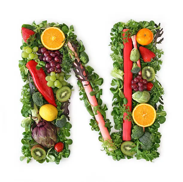 Fruit and vegetable alphabet - letter N