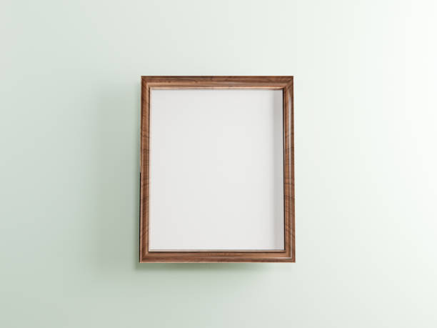 istock Mock up wooden photo frame with  on white wall background , 3d rendering. 1332789301