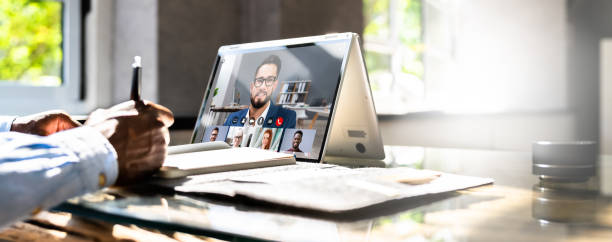 istock Online Virtual Video Conference Training On Laptop 1332792434