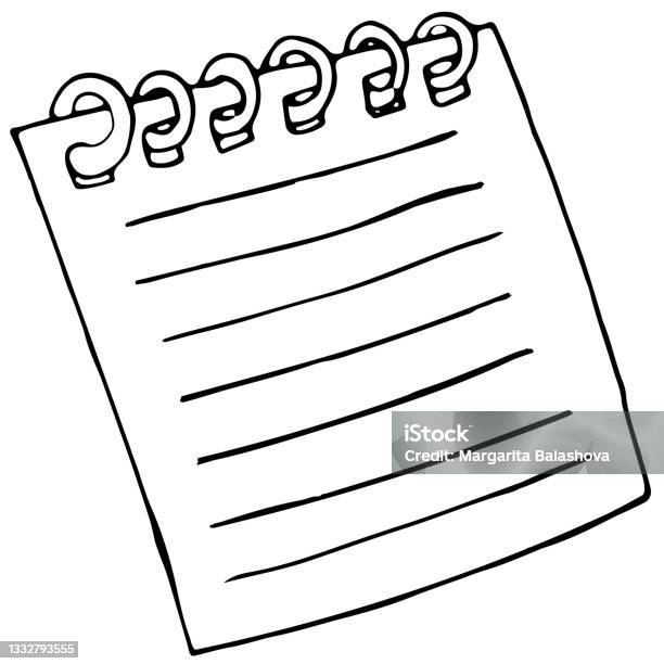 Spring Notebook In A Ruler Vector Illustration In Doodle Style Coloring ...
