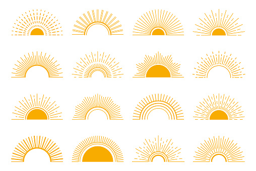 Sunrise and sunset icon set. Vector design elements on a white background.