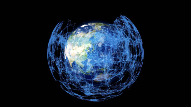 istock Global communication network concept. Digital transformation. Elements of this image furnished by NASA. 3D rendering. 1332802529