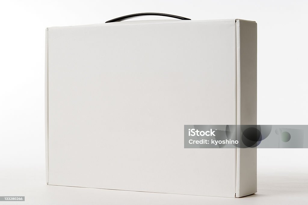 スタンド型の白い空白のボックスハンドル付き、白背景 - 取っ手のロイヤリティフリーストックフォト