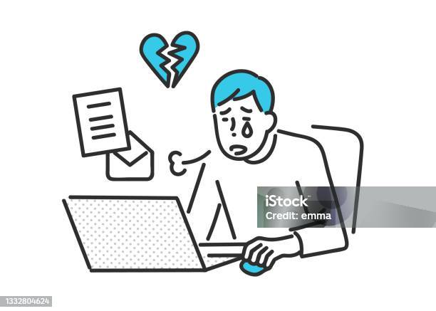 Crying At Computer Drawing A Man Crying In Front Of His Computer Stock Illustration - Download ...