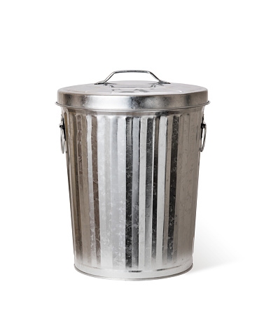 metal trash can with clipping path.