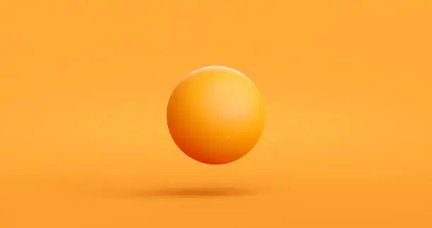 Photo of Orange leisure ping pong ball or table tennis sport game equipment on pingpong background with recreation championship sphere object. 3D rendering.