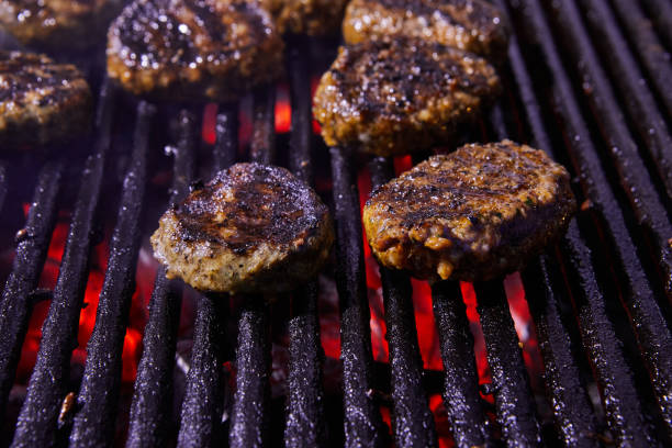istock Grilled BBQ and smoke BBQ party. Close-up 1332813764