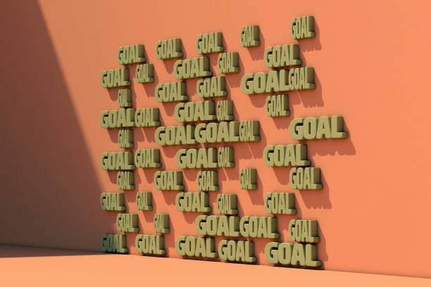 istock 3D Word GOAL on the wall 1332815065