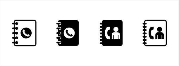 Contact phone book icon vector set. Telephone book simple flat illustration symbol. Contact phone book icon vector set. Telephone book simple flat illustration symbol. address book stock illustrations