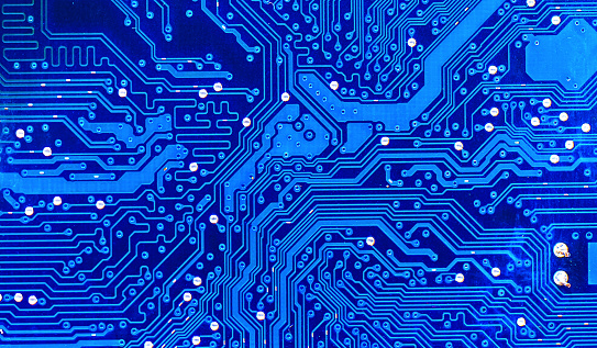 Blue circuit board lines of motor broadband electronic devices, beautiful connection pattern.