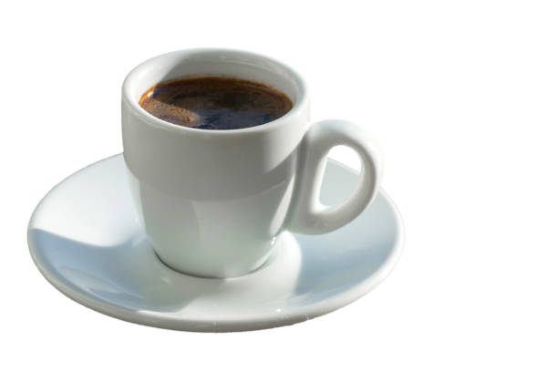 istock A white cup of freshly brewed espresso coffee isolated on white background. Copy space. 1332830639