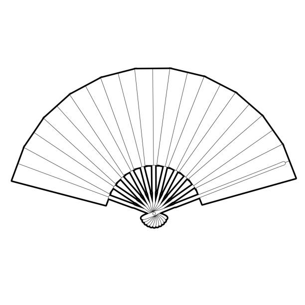 Japanese fan outlined vector illustration. Japanese fan outlined vector illustration. folding fan stock illustrations