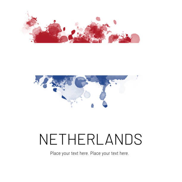 Dutch flag ink splat on white background