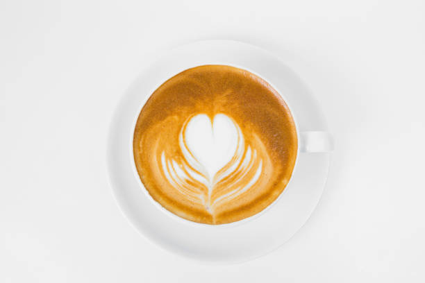 istock Top view Latte art on white background 1332834467