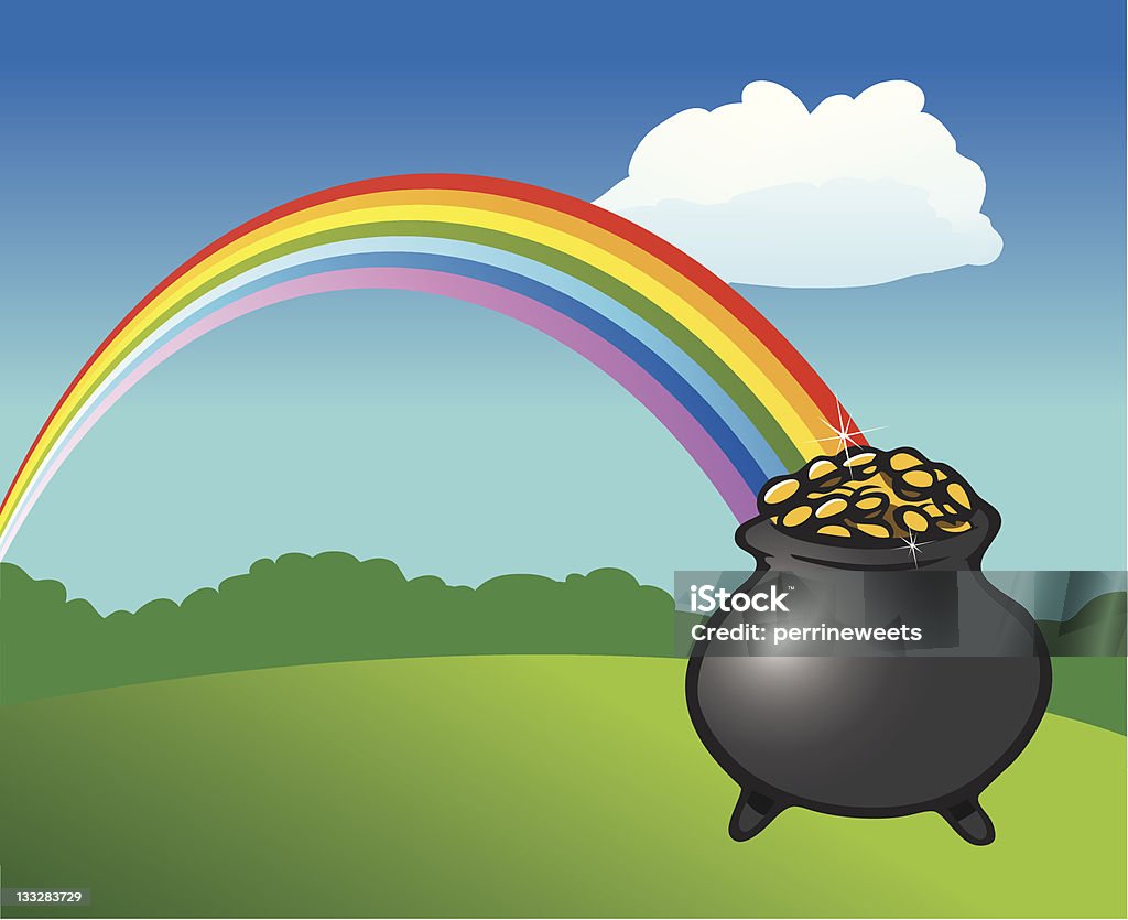 Rainbow Pot Of Gold Stock Illustration - Download Image Now - Pot Of
