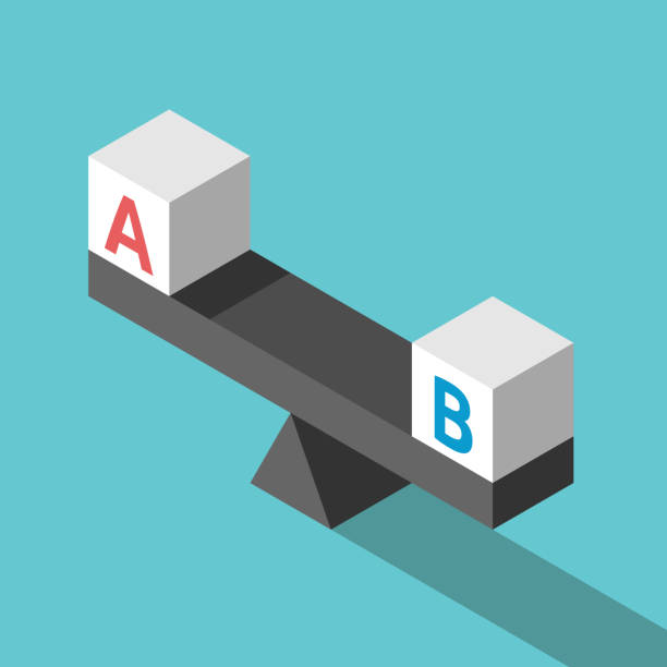 a, b, waga, wybór - comparison questionnaire test results marketing stock illustrations