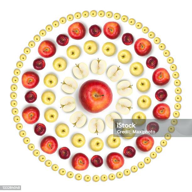 Sun 모양 배열 건강한 과일 흰색 배경의 만화경-패턴에 대한 스톡 사진 및 기타 이미지 - 만화경-패턴, 음식, 과일