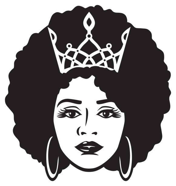 illustrations, cliparts, dessins animés et icônes de reine afro noire - black crowned