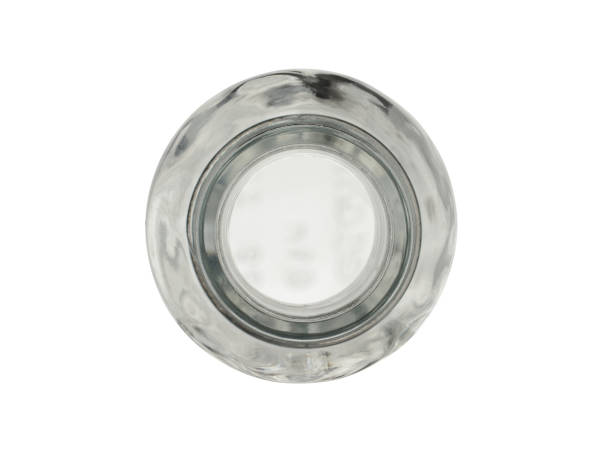 istock Empty open glass bottle. Isolated on a white background, top view. 1332848614