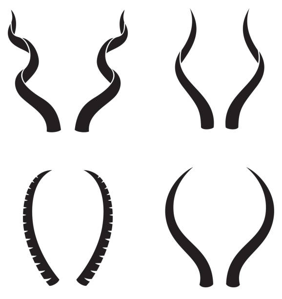 영양 뿔 - hunting horn stock illustrations