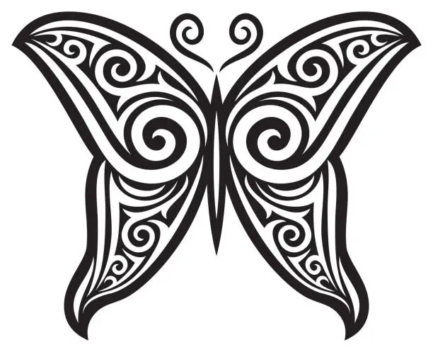 Vector illustration of Butterfly tattoo