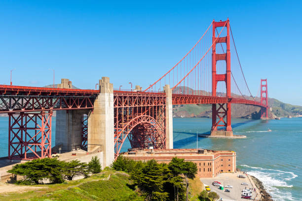 The Golden Gate bridge, seen at sunrise, San Francisco, California.