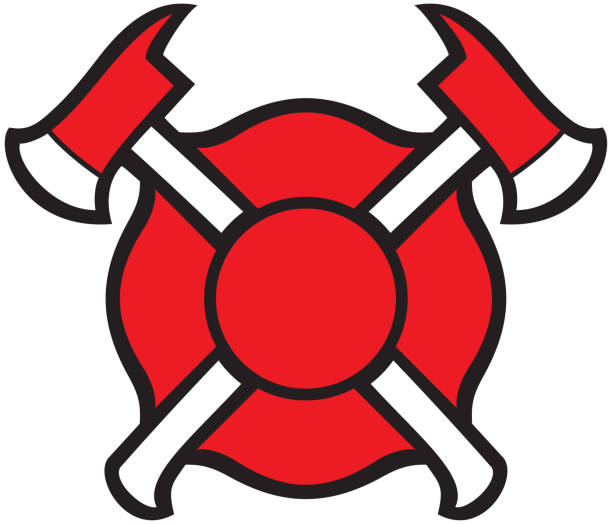 ilustrações de stock, clip art, desenhos animados e ícones de fire department or firefighters maltese cross symbol - office tool flash