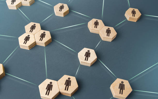 istock People are corporating on a single network. Delegation of work and responsibilities. Decentralized networking. Teamwork cooperation. Functioning of departments and divisions of the company. 1332852199