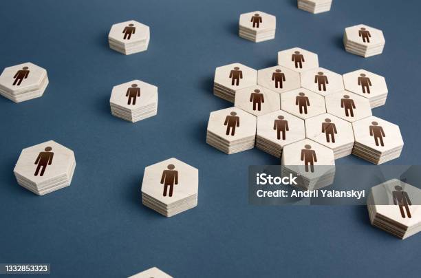People Form The Core Of An Organization Formation Of Company Personnel Staffing Hiring Employees Recruiting Staff Human Resources Grouping And Consolidation Selforganization Social Processes Stock Photo - Download Image Now