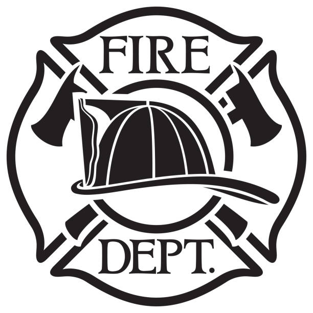 ilustraciones, imágenes clip art, dibujos animados e iconos de stock de símbolo de la cruz de malta del departamento de bomberos o bomberos - office tool flash