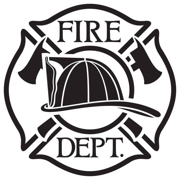 ilustrações de stock, clip art, desenhos animados e ícones de fire department or firefighters maltese cross symbol - office tool flash