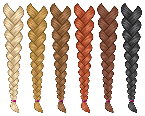 Hair braids set vector illustration