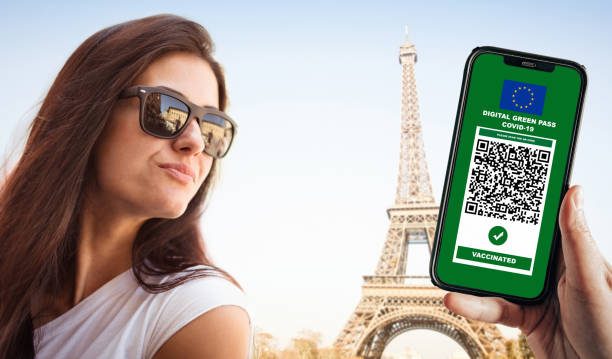 istock digital green pass to travel in Paris 1332857588