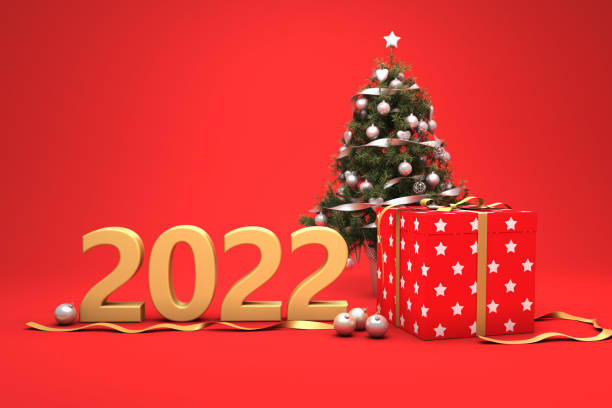 istock New Year 2022 Creative Design Concept with Gift boxes - 3D Rendered Image 1332859075