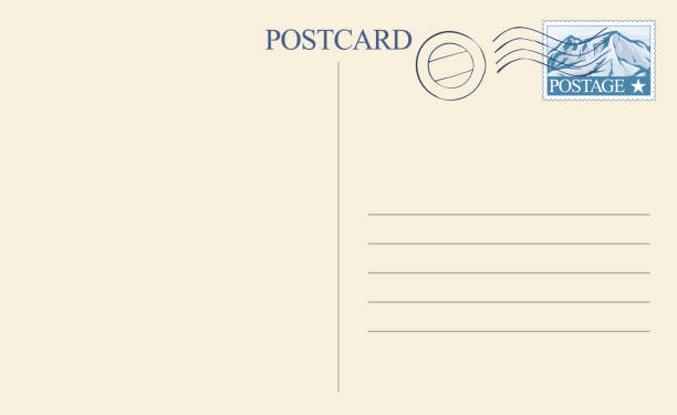 ilustrações de stock, clip art, desenhos animados e ícones de postcard back - postage stamp backgrounds correspondence delivering