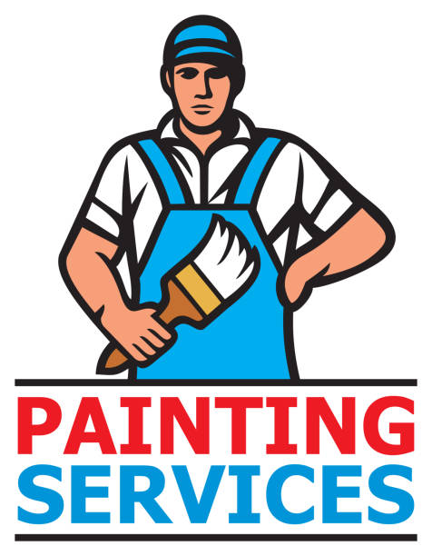 Painting services Painting services design - a professional painter holding a paint brush house painter stock illustrations