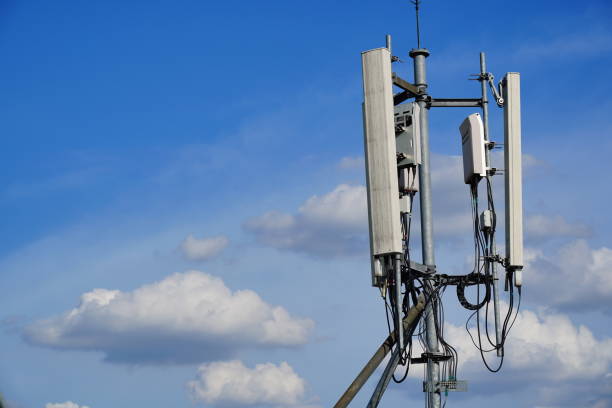 istock Telecommunication tower of 4G and 5G cellular on sky background 1332864946