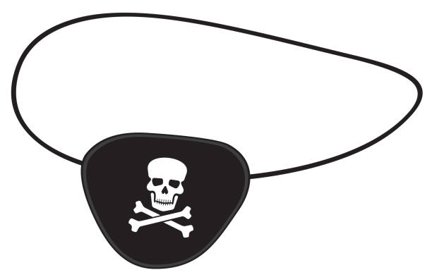 пиратская глазная повязка - pirate eye patch black skull and bones stock illustrations