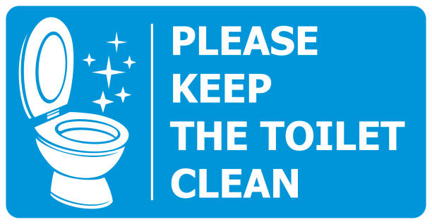 Please keep the toilet clean label vector art illustration