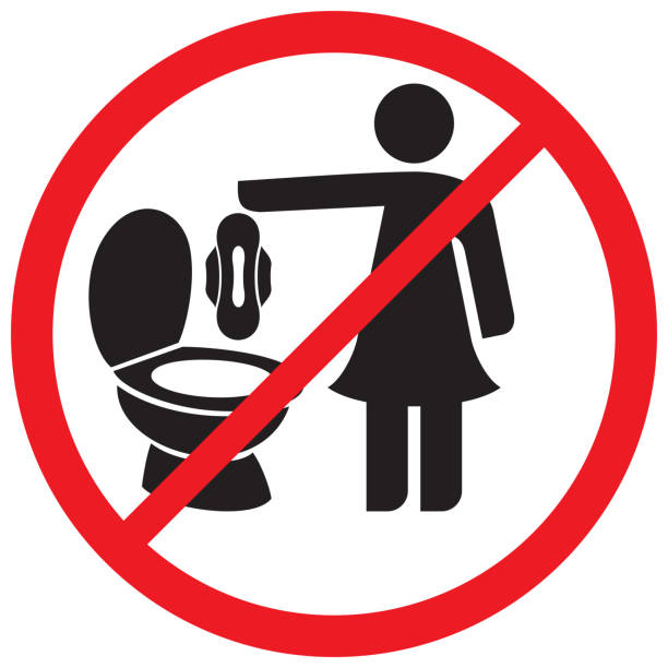 Please do not throw sanitary napkin pads in the toilet Please do not throw sanitary napkin pads in the toilet sign paper towel stock illustrations