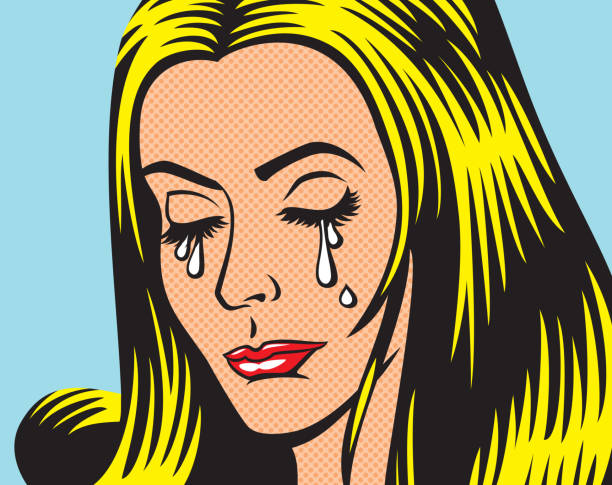 illustrazioni stock, clip art, cartoni animati e icone di tendenza di donne pop art che piangono - women crying sadness humor