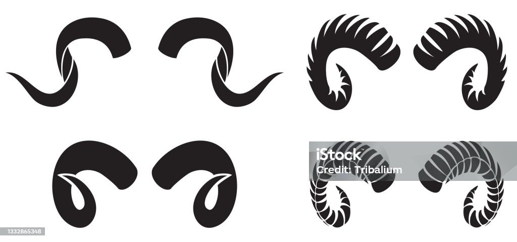 Ram horns Ram horns - vector icons set Horned stock vector